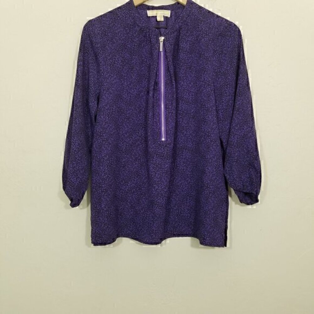 MICHAEL Michael Kors‎ Zip Up Long Sleeve Top Blouse Purple Size L